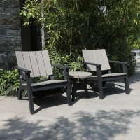 Outsunny 3 Pieces Garden Coffee Set Outdoor Bistro Set with 1 Round Table and 2 Armchairs Patio, PP, Light Coffee, Black(m-8)
