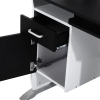 HOMCOM Computer Desk Table Home Office Furniture with Keyboard Tray and CPU Stand, Black and White(m-10)
