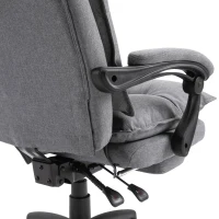 Vinsetto 360° Swivel Executive Home Office Chair Adjustable Height Linen Style Fabric Recliner with Retractable Footrest and Double Padding, Grey(m-9)