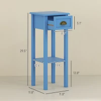 HOMCOM 2-Tier Side Table with Drawer and Shelf, End Table for Living Room and Hallway, Light Blue(m-3)