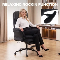 HOMCOM Cross Legged Office Chair with Footrest, 396 lbs Reclining Computer Desk Chair with High Back, Flip-up Armrests, Black(m-7)