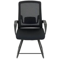 HOMCOM Desk Chair, Desk Chair No Wheels with Mesh Back, Lumbar Support, Metal Base for Reception, Conference(m-2)