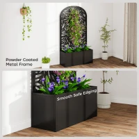 Outsunny Metal Garden Bed with Trellis for Climbing Plants, Freestanding or Wall Mounted Flower Bed for Garden, Patio, Balcony(m-7)