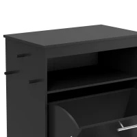 PawHut Pet Feeder Station Storage Cabinet, Dog Food Storage Container with Dog Raised Bowls, Watering Supplies, Black(m-8)