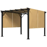 Outsunny 10' x 10' Retractable Pergola Canopy for Backyard, Brown(m-2)
