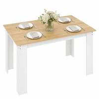 HOMCOM 47" Dining Table for 4-6 People, Modern Rectangular Kitchen Table for Dining Room, Living Room, Oak and White(m-11)