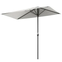 Outsunny 8ft Half Umbrella Outdoor Balcony Parasol Patio Garden Outdoor Window Sun Shade w/ 5 Ribs, Cream White(m-9)