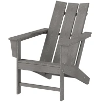 Outsunny HDPE Plastic Adirondack Chair, Muskoka Chair with High Back and Wide Armrests for Fire Pit, Patio, Porch, Dark Grey(m-2)