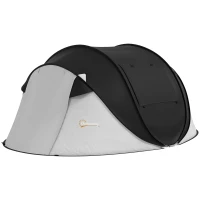 Outsunny Pop Up Tent with Porch and Carry Bag, 3000mm Waterproof, for 2-3 People Camping Hiking, Black(m-1)