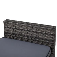 Outsunny 4-Piece Outdoor Rattan Wicker Sofa Set Patio Furniture Sets with Retractable Sun Canopy, Deep Soft Cushions & Classic Design, Grey(m-10)