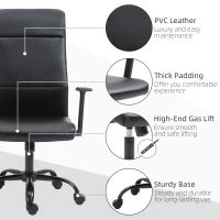 Vinsetto Morden High-Back Office Chair Faux Leather Rocking Swivel Computer Home Desk Chair with Adjustable Height, Metal Legs, Armrest, Wheels, Black(m-7)
