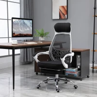 Vinsetto Ergonomic High Back Mesh Office Chair Swivel Reclining Computer Desk Chair with Retractable Footrest, Headrest, Padded Armrest(m-9)