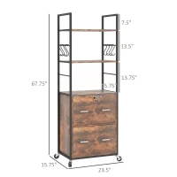 Vinsetto Mobile Filing Cabinet 2 Drawer File Cabinet with Key Adjustable Hanging Bar for Letter A4 and Legal Size Rustic Brown(m-3)