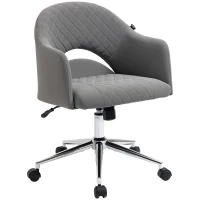 Vinsetto Mid Back Home Office Chair, Computer Desk Chair with Adjustable Height and Padded Seat, Grey(m-11)