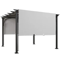 Outsunny 10' x 10' Patio Pergola with Weather-Resistant Steel Frame, Backyard Sun Shade Canopy Cover Shelter for Porch Party, Garden, Grill Gazebo, White(m-11)