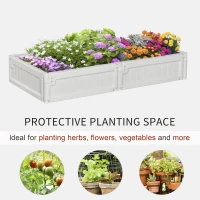 Outsunny 48" x 24" Raised Garden Bed Kit, Divisible Planting Box DIY Garden Elevated Planter for Outdoor & Indoor Backyard, Wood Imitating Grain, Easy Assembly, with 6 Stakes, White(m-4)