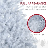 HOMCOM 7.5' Prelit Artificial White Christmas Trees Home Decor, with Warm White LED Lights, Auto Open, Steel Base(m-6)