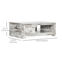HOMCOM Coffee Table, Vintage Style Center Table with Cabinet, Open Storage Compartments, Coffee Tables for Living Room, Bed Room, White(m-3)