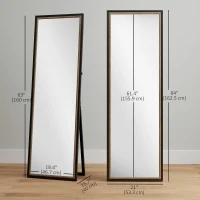 HOMCOM Full Length Mirror, 64" x 21" Rectangle Full Body Mirror with Dual-Tone Frame for Bedroom, Black(m-3)