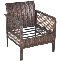 Outsunny 5-Piece PE Wicker Patio Furniture Set, Conversation Set with Outdoor Ottomans, Table & Chairs, Small Balcony Furniture for Apartments, Steel, Cream White(m-8)