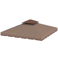 Outsunny 10' x 10' Gazebo Canopy Replacement, Double-Tier Outdoor Gazebo Cover Top Roof, TOP ONLY, Khaki/Brown(m-9)