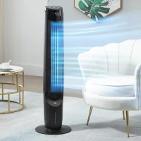 HOMCOM 42'' Evaporative Air Cooler, Ice Cooling Fan with 3 Speeds, 4 Modes, 12 Hour Timer, LED Display and Remote Control for Bedroom, Office or Living Room, Black(m-2)