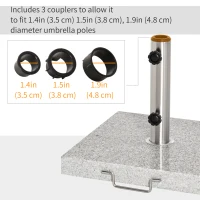 Outsunny 55 lbs Marble Square Umbrella Stand 16.5" Market Heavy Holder Base w/ Wheels, Grey(m-6)