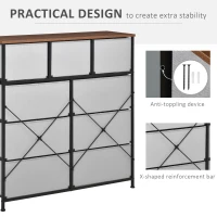 HOMCOM Dresser for Bedroom with 9 Drawers, 4-Tier Fabric Chest of Drawers, Tall Dresser Storage Tower with Steel Frame and Wooden Top for Closets, Nursery Room, Grey(m-7)