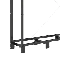 Outsunny 4 ft Firewood Rack with Customisable Width & Height, Cable Reinforcement, 616 lb Capacity Log Store Indoors, Black(m-9)