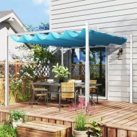 Outsunny 10' x 10' Retractable Pergola Canopy with Magnetic Fixture, UPF30+ Outdoor Pergola, Blue(m-2)