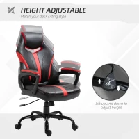 Vinsetto Racing Style Gaming Chair Ergonomic High Back Computer Office Chair PU Leather with 360° Swivel Rocking Adjustable Height Padded Armrest Red(m-4)