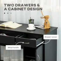 HOMCOM Computer Desk and Bookcase Set, Study Table with Adjustable Shelf, Bookshelf with Open Compartments and Cabinet, Black(m-7)