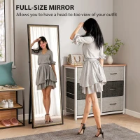 HOMCOM Full Length Mirror, 64" x 21" Rectangle Full Body Mirror with Dual-Tone Frame for Bedroom, Black(m-4)
