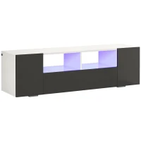 HOMCOM TV Stand for TVs up to 60", TV Unit with LED Lights, Storage Shelves and Cupboards, 53.9" x 13.8" x 16.5", Grey(m-11)