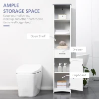 kleankin 3-Piece Bathroom Furniture Set, Tall and Small Floor Cabinets, Wall Mount Medicine Cabinet with Mirror, Narrow Bathroom Storage Cabinet with Drawers and Shelves, White(m-4)