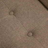 HOMCOM Modern Button Tufted Sitting Bench, Accent Fabric Upholstered Ottoman for Bedroom or Living Room, Brown(m-8)