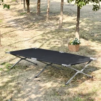 Outsunny Folding Camping Cot Portable Outdoor Sleeping Bed w/ Carrying Bag Black(m-1)