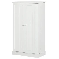 HOMCOM 41" Modern Kitchen Pantry Freestanding Storage Cabinet with Double Doors Adjustable Shelves for Living Room - White(m-11)
