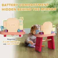 Qaba Kids Vanity Set with Mirror, LED Light, Music, 23 Accessories, Pretend Play Set for Girls 3-6 Years, Pink(m-7)