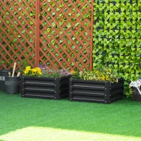 Outsunny 2' x 2' x 1' 2-Piece Raised Garden Bed Box with Steel Frame for Vegetables, Flowers, & Herbs, Grey(m-2)