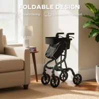 HOMCOM Foldable Rollator Walker with Seat for Seniors, Lightweight Rolling Walker with Adjustable Handles, Green(m-7)