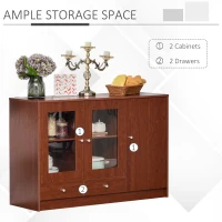 HOMCOM Kitchen Buffet Table Cabinet Storage Sideboard Server Console with Framed Acrylic Doors and Tabletop, Brown(m-6)