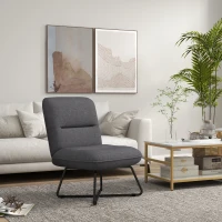 HOMCOM Armless Accent Chair, Upholstered Slipper Chair for Living Room with Crossed Steel Legs, Dark Gray(m-10)