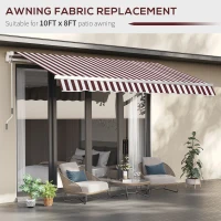Outsunny Retractable Awning Fabric Replacement for 9' x 8' Outdoor Sunshade Canopy Awning, UV Protection Cover, Red and White(m-6)