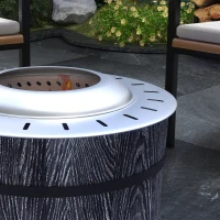Outsunny Smokeless Fire Pit, Portable Camping Bonfire Stove with Mat for Backyard Patio Picnic, Magnesium Oxide, Black(m-7)