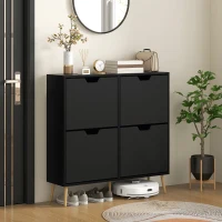 HOMCOM Shoe Storage Cabinet with 4 Flip Drawers and Adjustable Shelf, Shoe Cabinet for 8-16 Pairs of Shoes, Black(m-1)