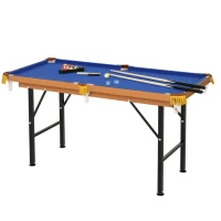 Soozier 55" Portable Folding Billiards Table Game Pool Table for Whole Family Number Use With Cues, Ball, Rack, Chalk, Blue(m-1)