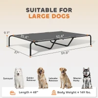 PawHut Elevated Dog Bed for Large Breeds Gray 60"L(m-3)
