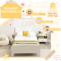 Qaba Bed Frame for Girls and Boys, Bedroom Furniture, Fit 90×190 cm Mattress (Not Included), White(m-5)