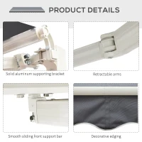 Outsunny 8' x 7' Retractable Awning, Patio Awnings, Sunshade Shelter with 280 g/m² UV & Water-Resistant Fabric and Aluminum Frame for Deck, Balcony, Yard, Grey(m-7)